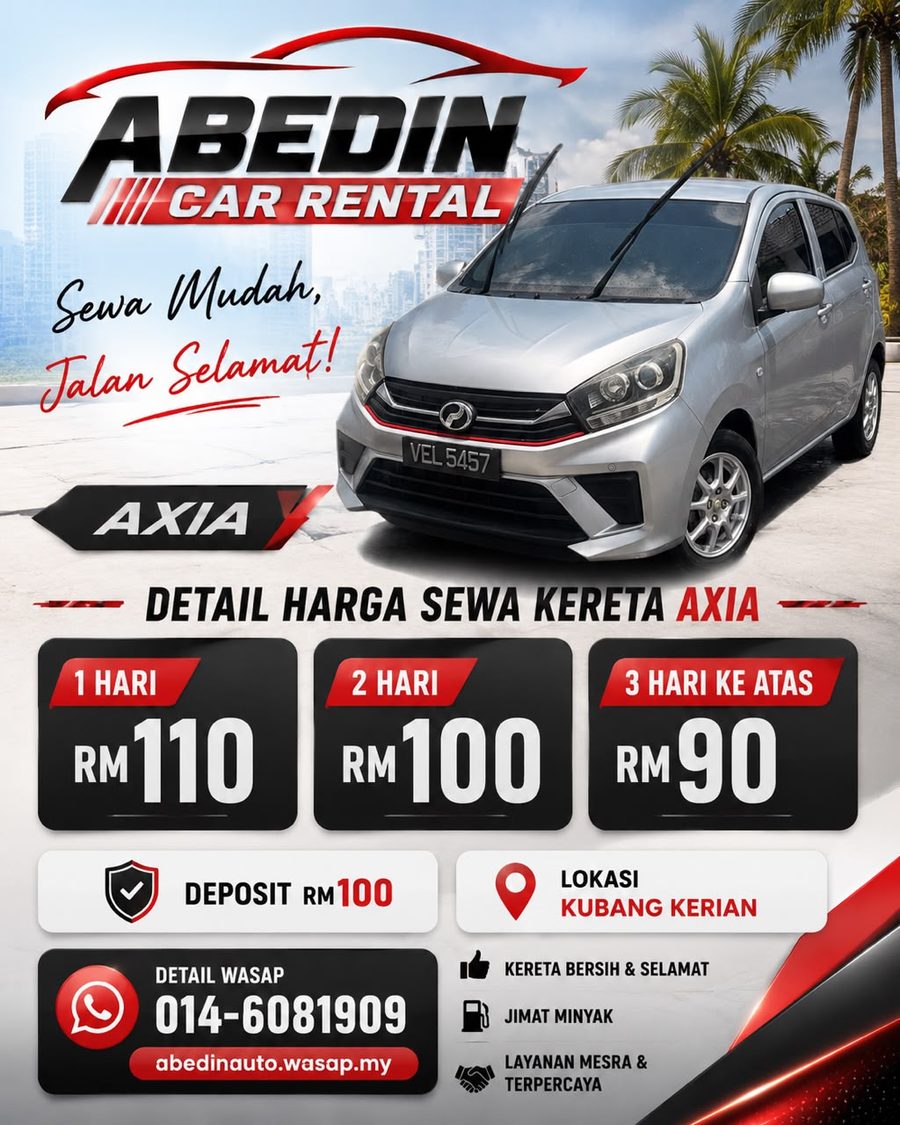 Perodua Axia sewa